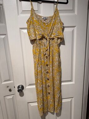 Mimi Chica Yellow Floral Smocked Neck Dress